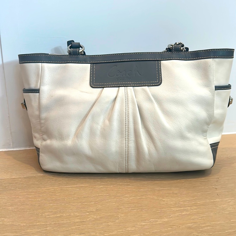 White leather Coach purse